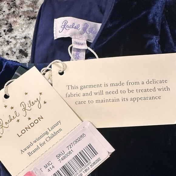 NWT Rachel Riley Girl's Bow Velvet Holiday Tartan Bow Dress - Picture 8 of 8